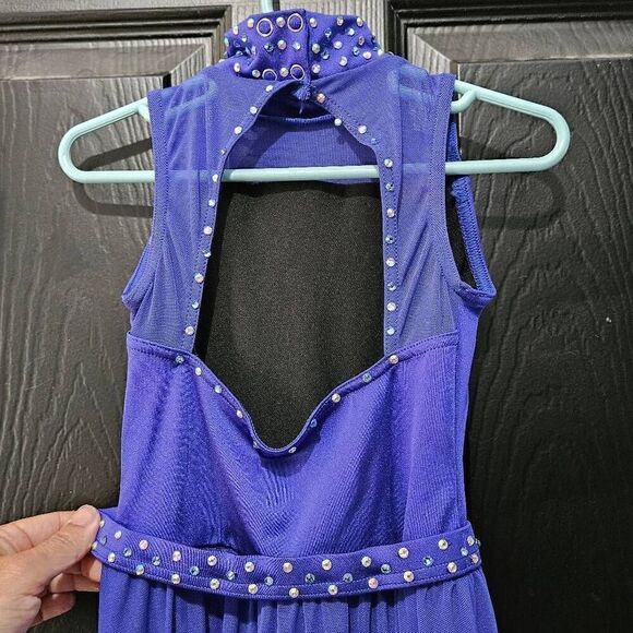 Weissman child small NWOT blue/purple custom rhinestone costume jazz lyrical con - Picture 4 of 7